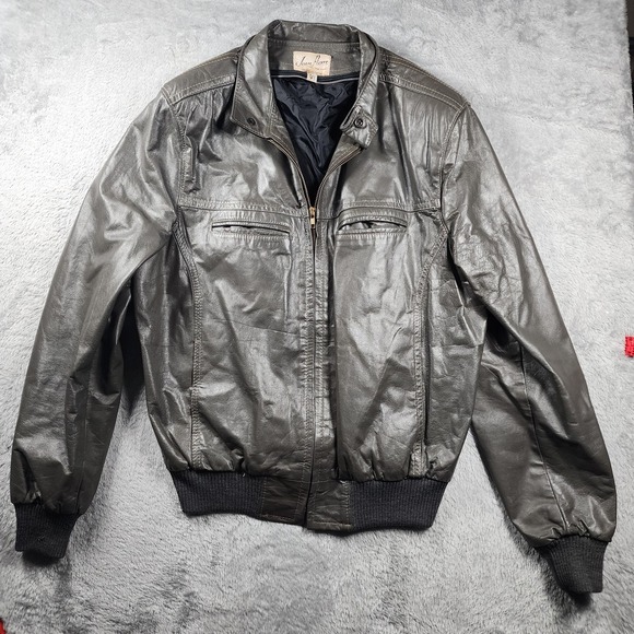 Jean Pierre Other - VINTAGE‎ Jean Pierre Leather Bomber Jacket Mens 42 Long Gray Made Argentina 60s